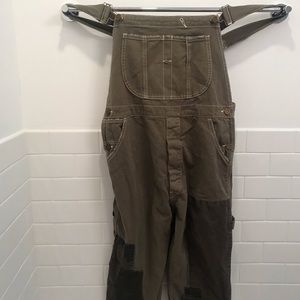 Sandrine Rose vintage patched army green overalls